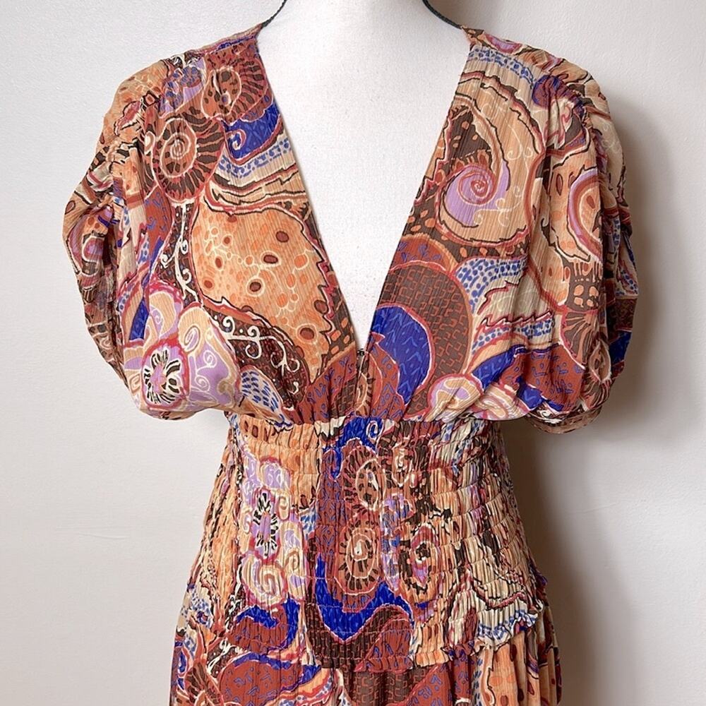 A.L.C. Lucia silk smocked waist asymmetrical hem dress - Picture 3 of 13